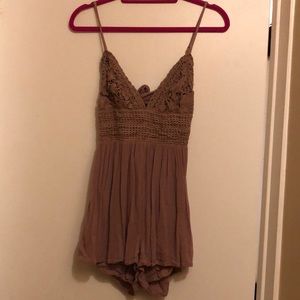 Spaghetti strap embroidered boho open back romper